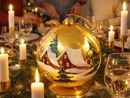 eksklusiv håndmalet julekugle i glas